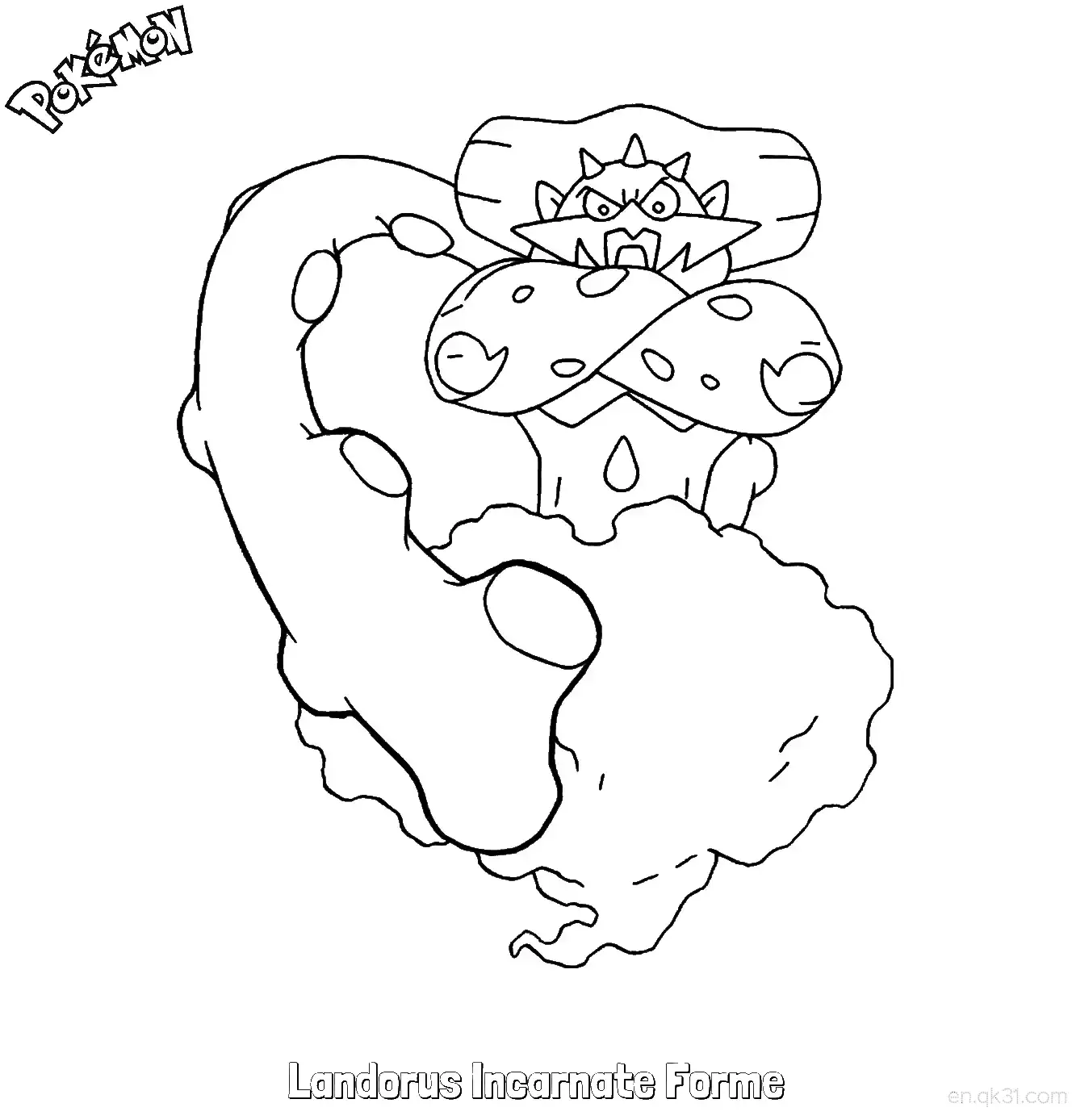 土地云 化身形态简笔画 - 免费可打印宝可梦简笔画简笔画涂色画 – 为儿童和成人提供的免费可打印简笔画涂色画
